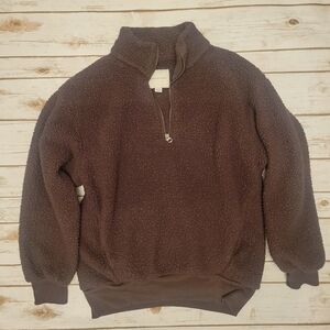 Woman's American Eagle Outfitters Brown Sherpa Pullover
